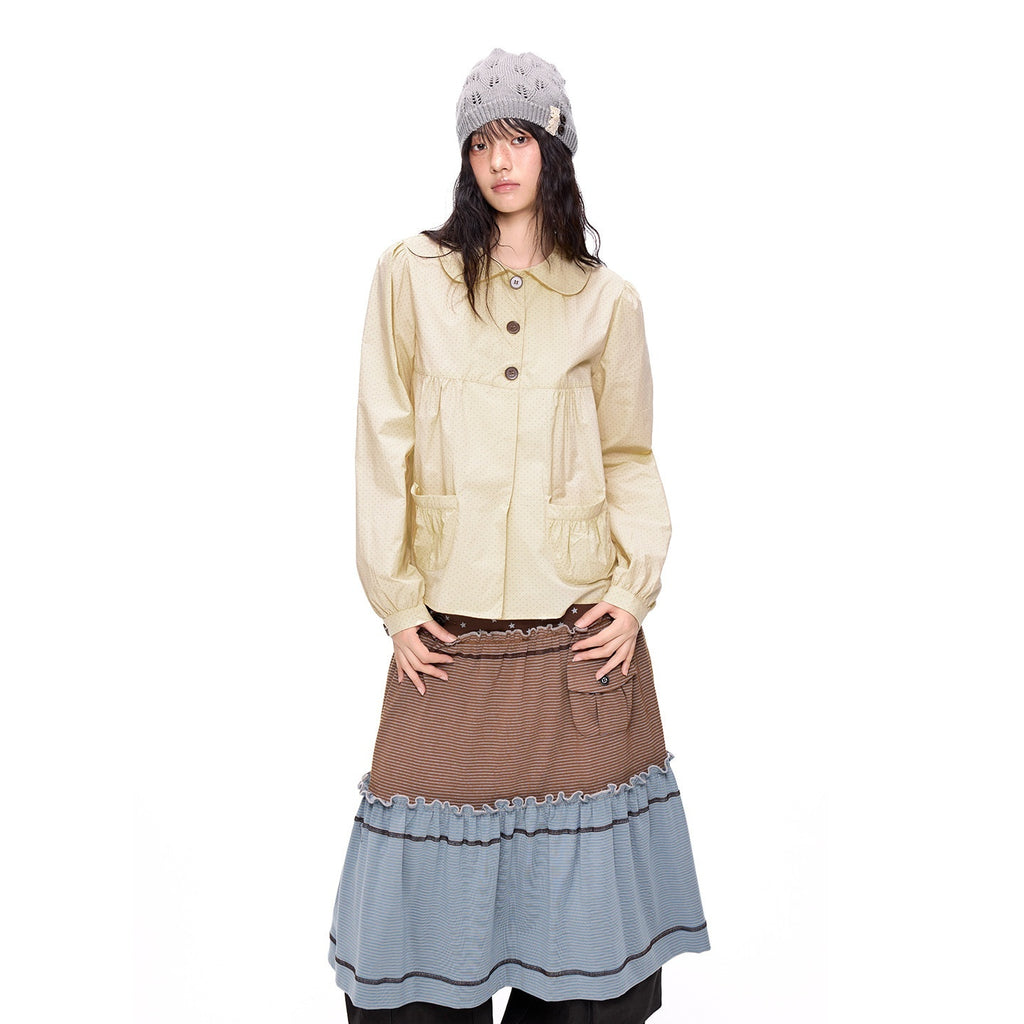 EZEK_Polka_Dot_Doll_Collar_Pleated_Pocket_Long_Sleeve_Women's_Cotton_Blouses_1061019666980_MISSTT