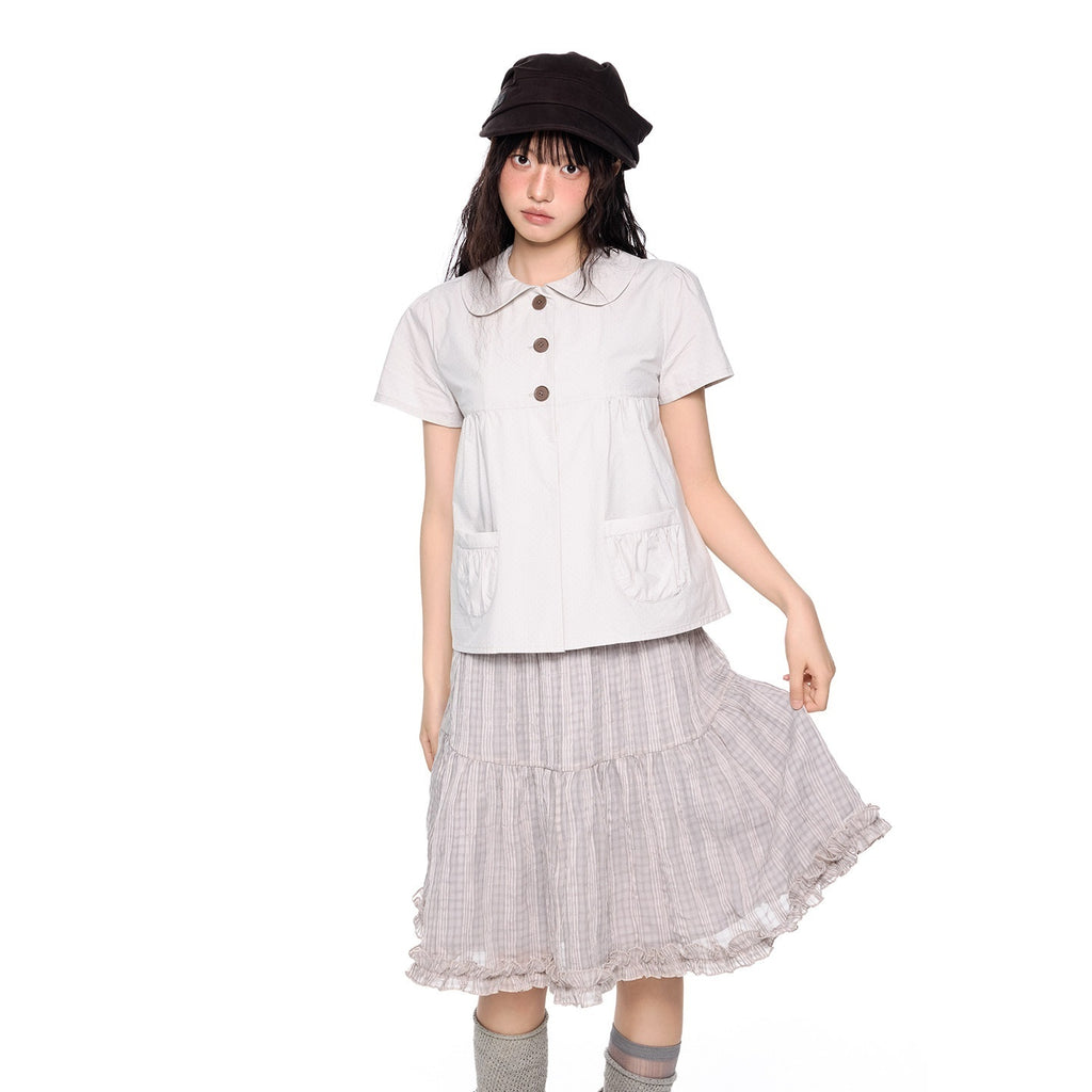 EZEK_Polka_Dot_Doll_Collar_Pleated_Pocket_Long_Sleeve_Women's_Cotton_Blouses_1061019666980_MISSTT
