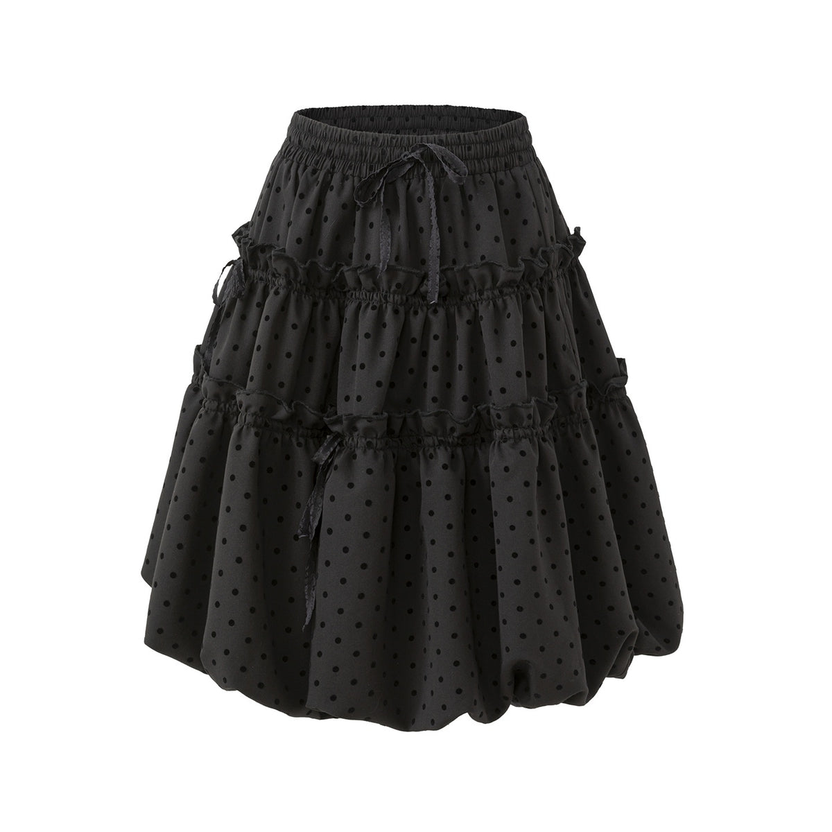 EZEK_Polka_Dot_Drawstring_Ruched_Bubble_A_Line_Women's_Polyester_Midi_Skirts_1068256713487_MISSTT