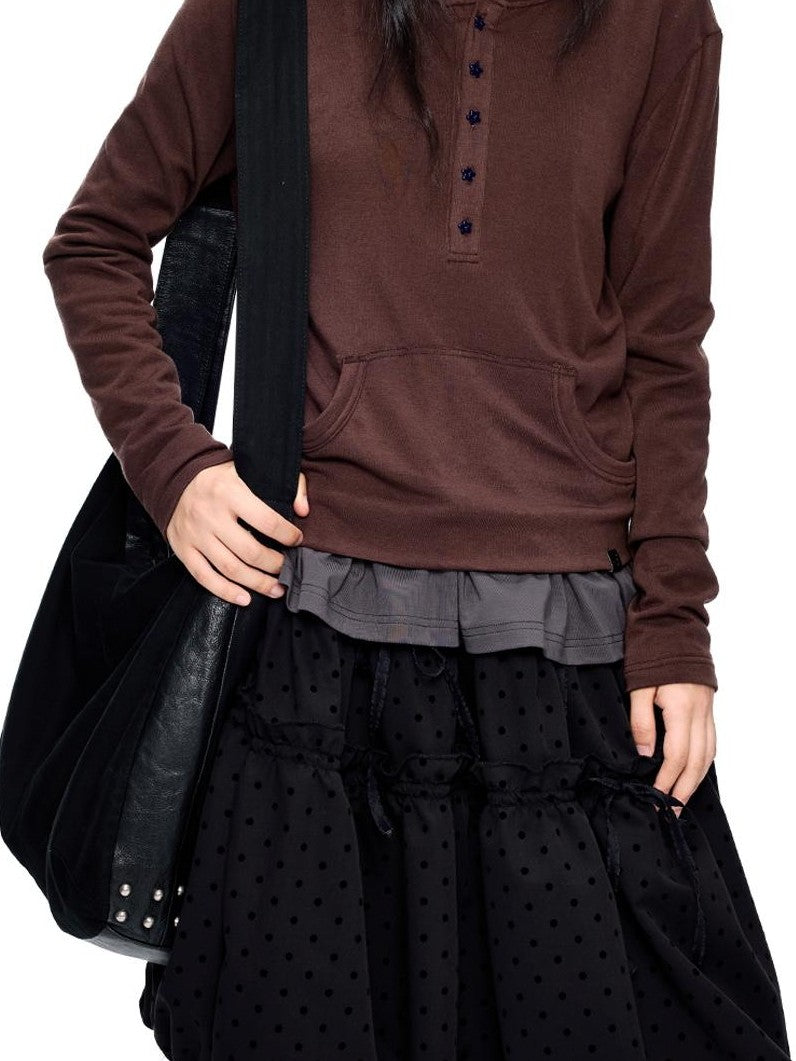 EZEK Polka Dot Drawstring Ruched Bubble A Line Women's Polyester Midi Skirts