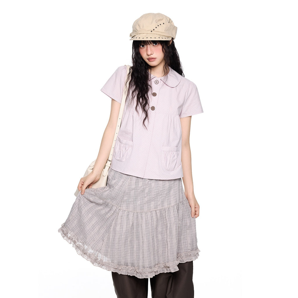 EZEK_Polka_Dot_Pocket_Pleated_Doll_Collar_Women's_Cotton_Short_Sleeve_T-shirts_1047941869597_MISSTT