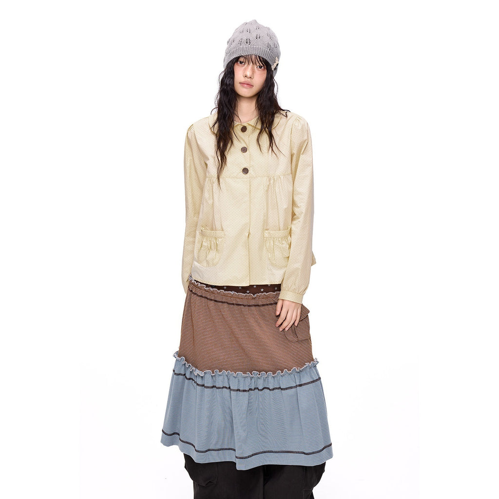 EZEK_Polka_Dot_Pocket_Pleated_Doll_Collar_Women's_Cotton_Short_Sleeve_T-shirts_1047941869597_MISSTT