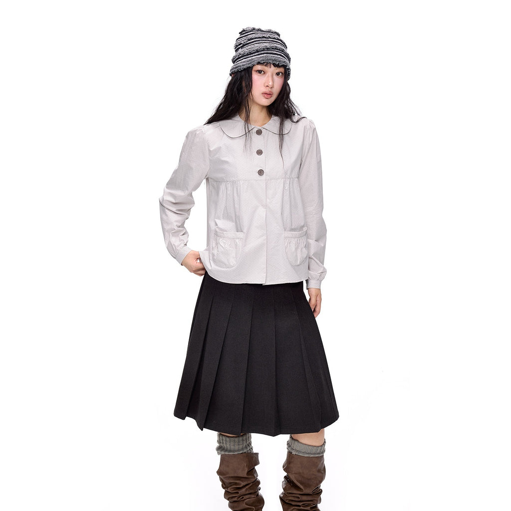 EZEK_Polka_Dot_Pocket_Pleated_Doll_Collar_Women's_Cotton_Short_Sleeve_T-shirts_1047941869597_MISSTT