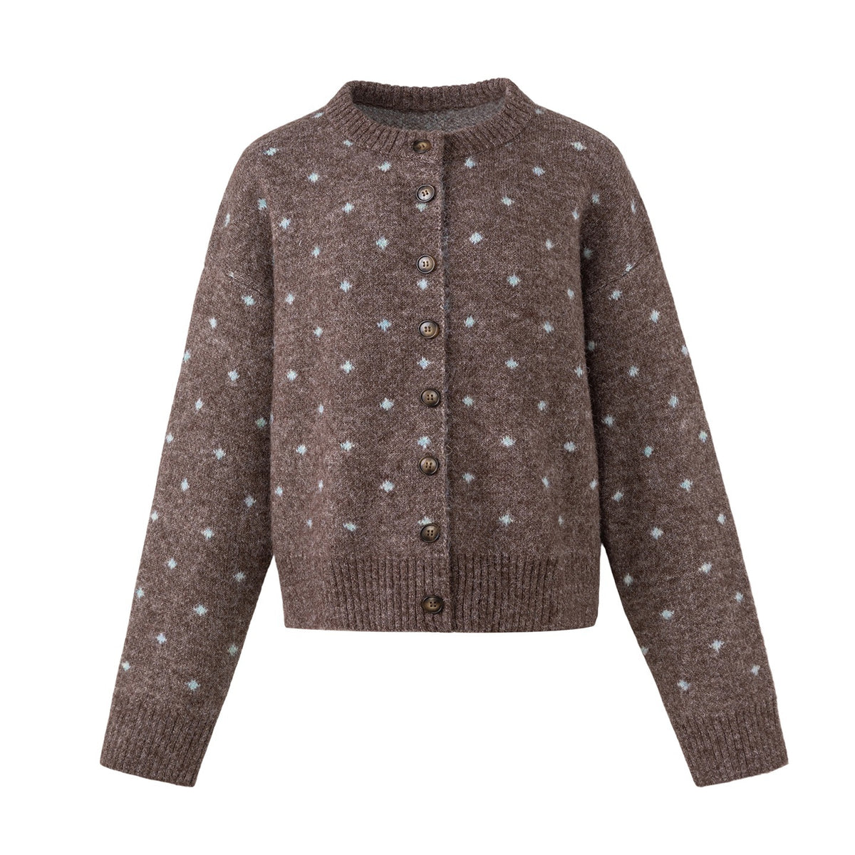 EZEK_Polka_Dot_Print_Color_Block_Knit_Women's_Cardigans_1078670786957_MISSTT