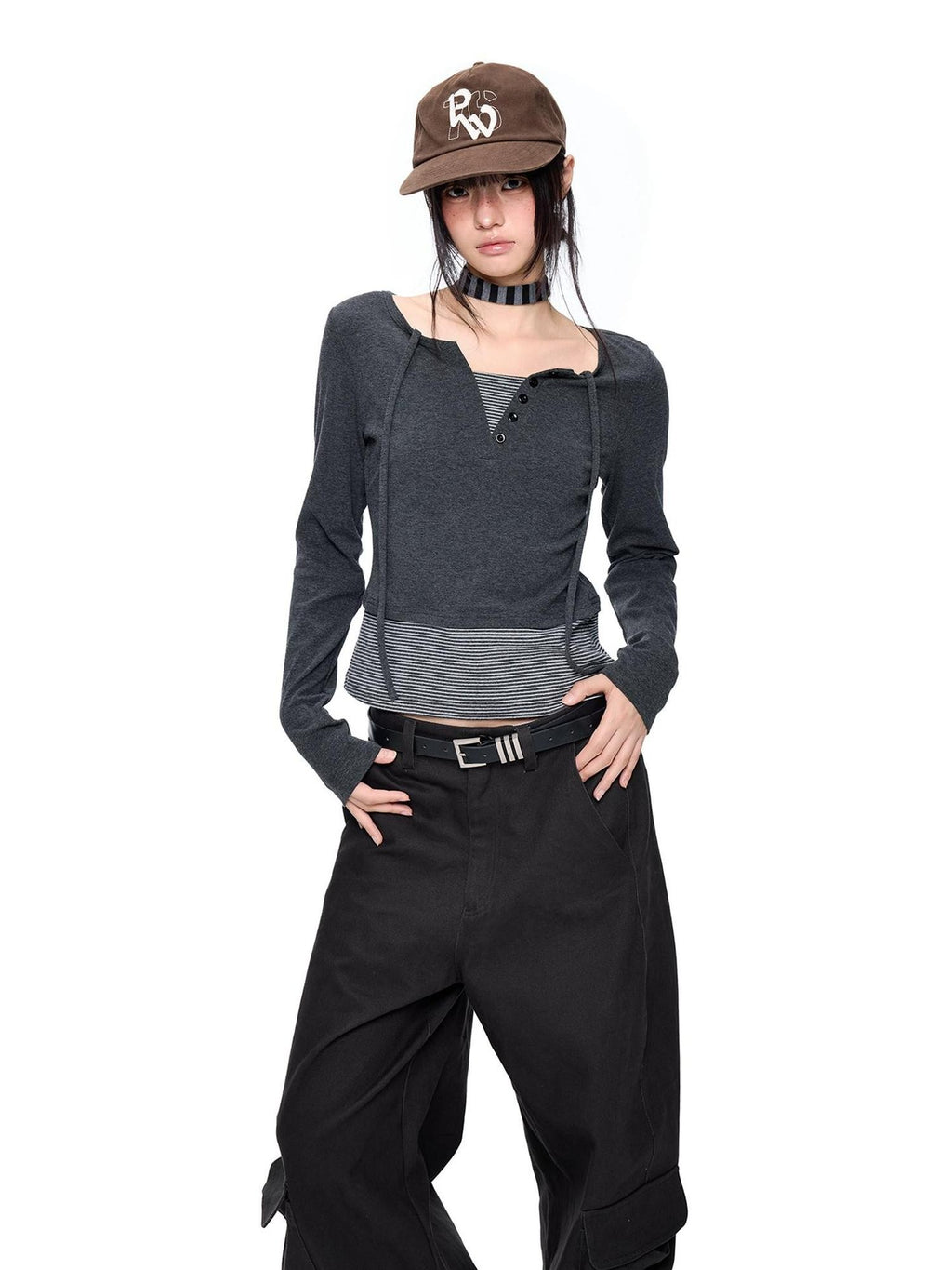EZEK Polka Dot Print Round Neck Cotton Blend Women's Slim Fit Long Sleeve T-shirts