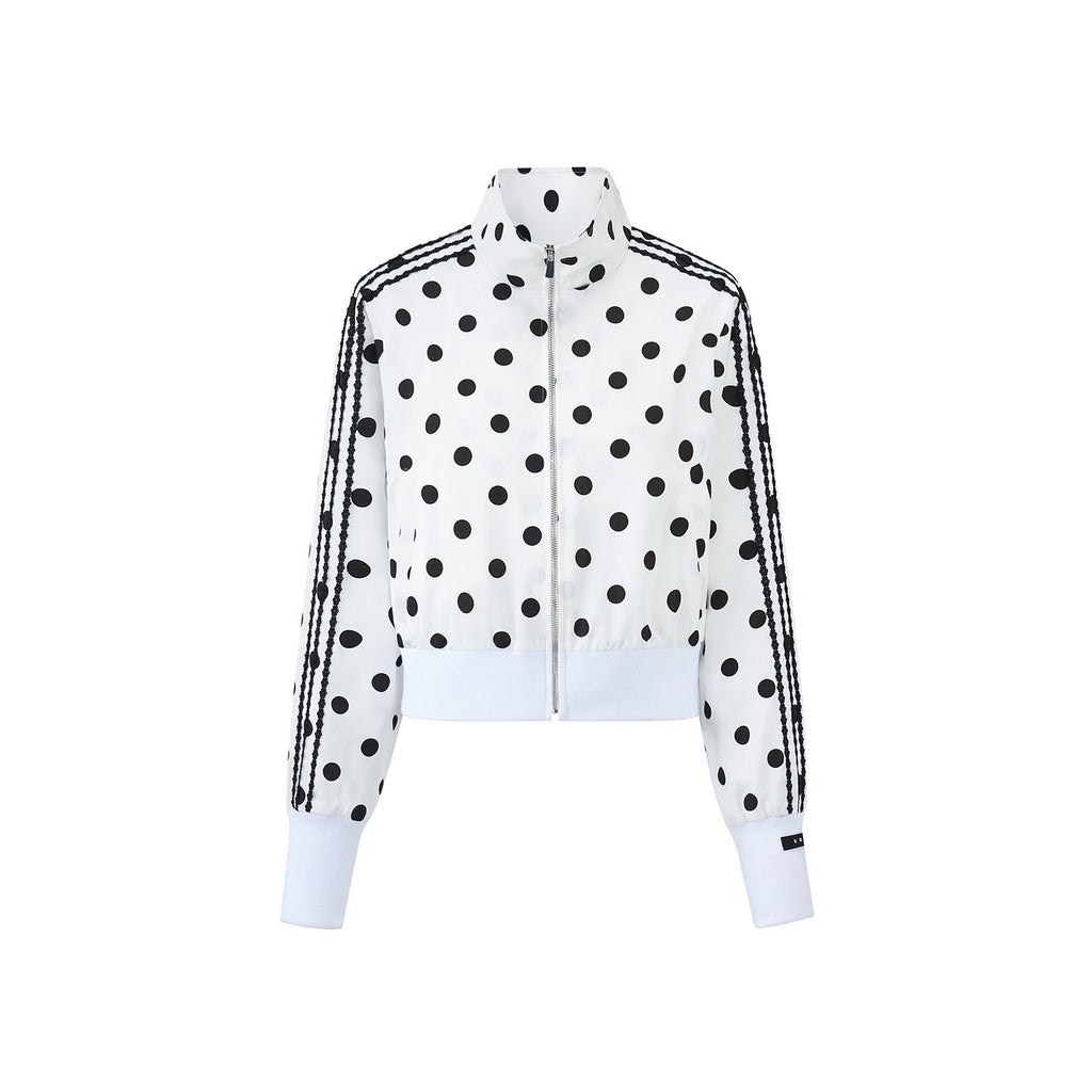 EZEK_Polka_Dot_Side_Stripe_Zip_Stand_Collar_Cropped_Women's_Hoodies_&_Sweatshirts_1056402307110_MISSTT