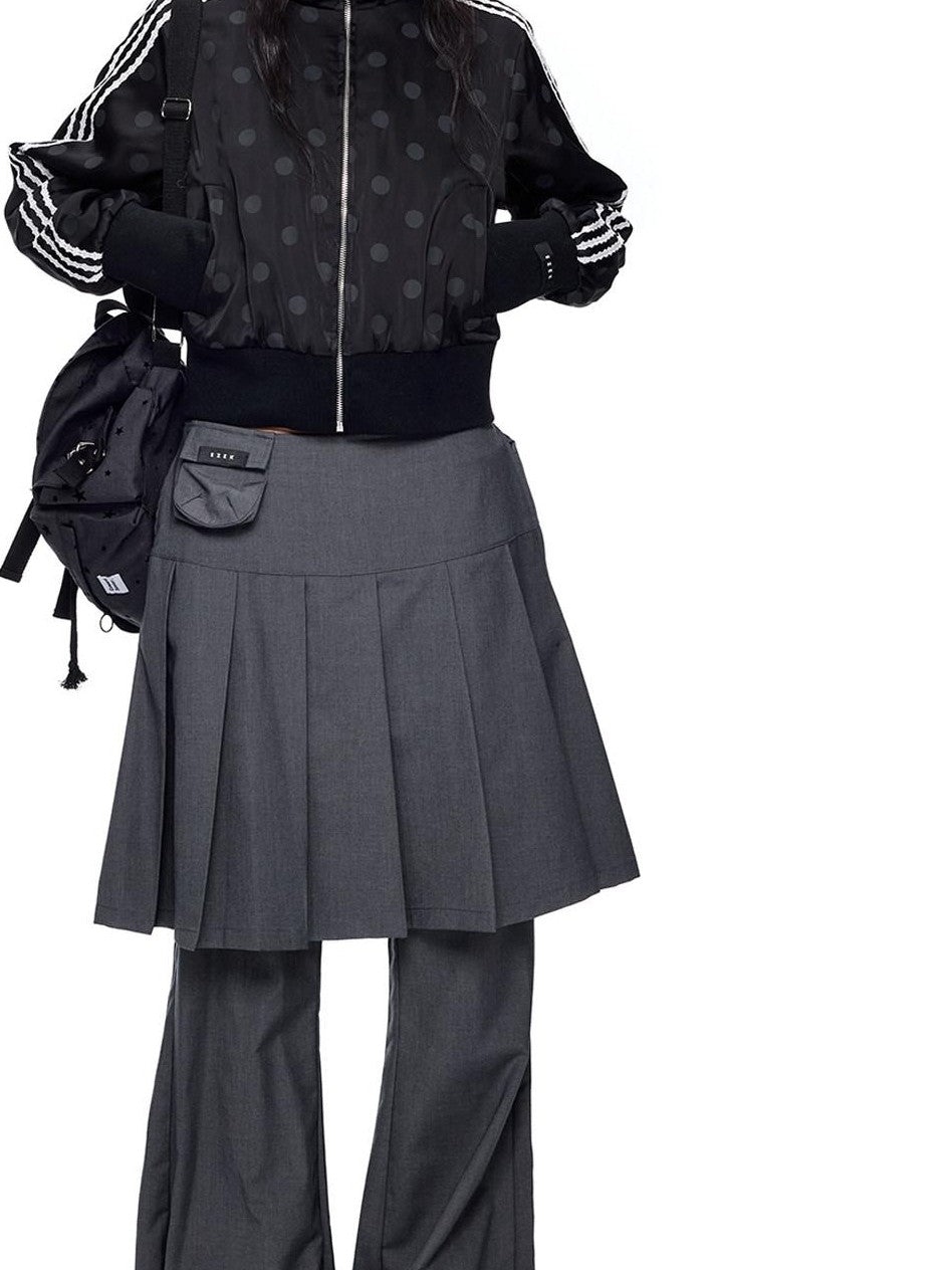 EZEK Polka Dot Side Stripe Zip Stand Collar Cropped Women's Hoodies & Sweatshirts