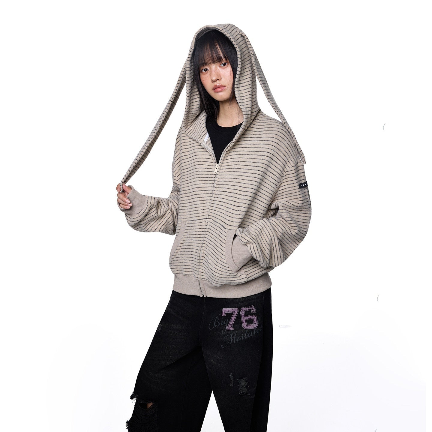 EZEK_Rabbit_Ear_Striped_Hooded_Women's_Acrylic_Cotton_Blend_Zip-up_Hoodies_965512539898_MISSTT