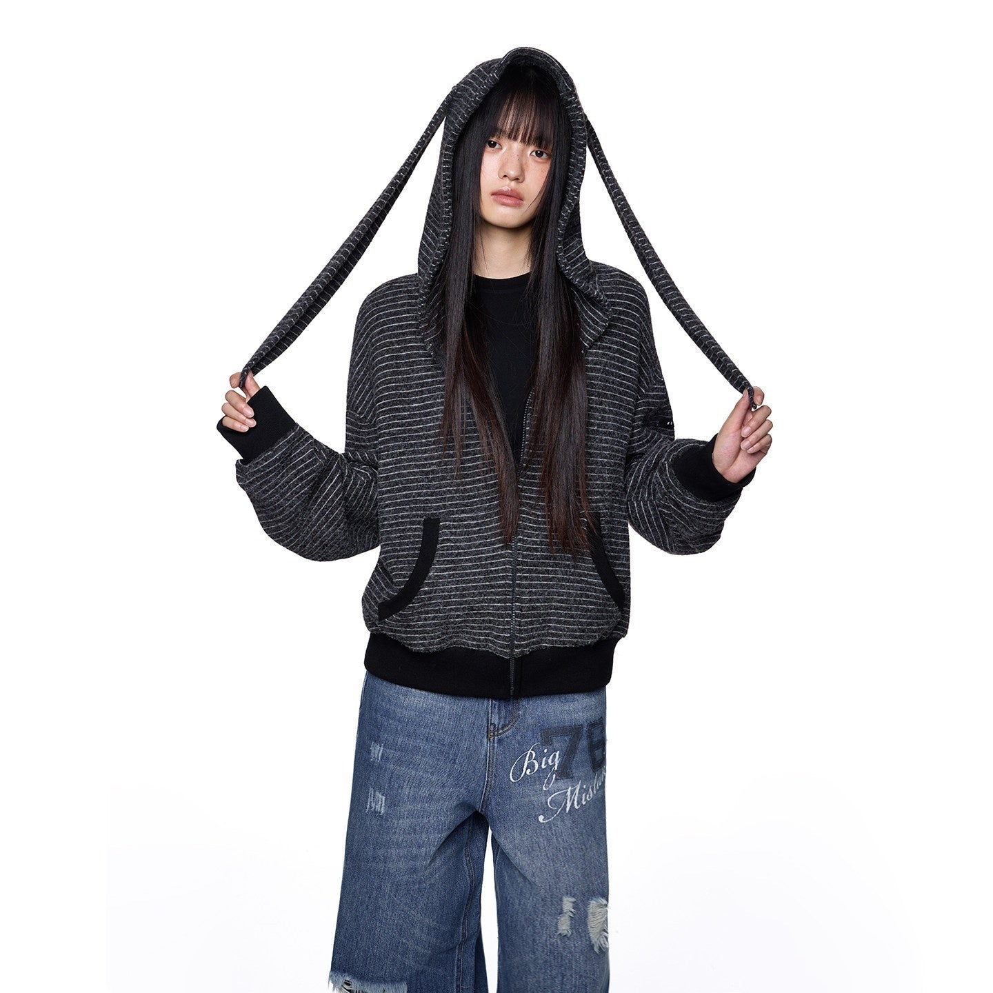 EZEK_Rabbit_Ear_Striped_Hooded_Women's_Acrylic_Cotton_Blend_Zip-up_Hoodies_965512539898_MISSTT