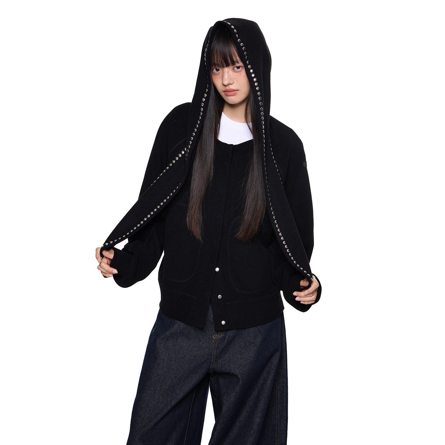 EZEK_Rabbit_Ear_Studded_Hooded_Women's_Cotton_Blend_Zip-up_Hoodies_982324507552_MISSTT