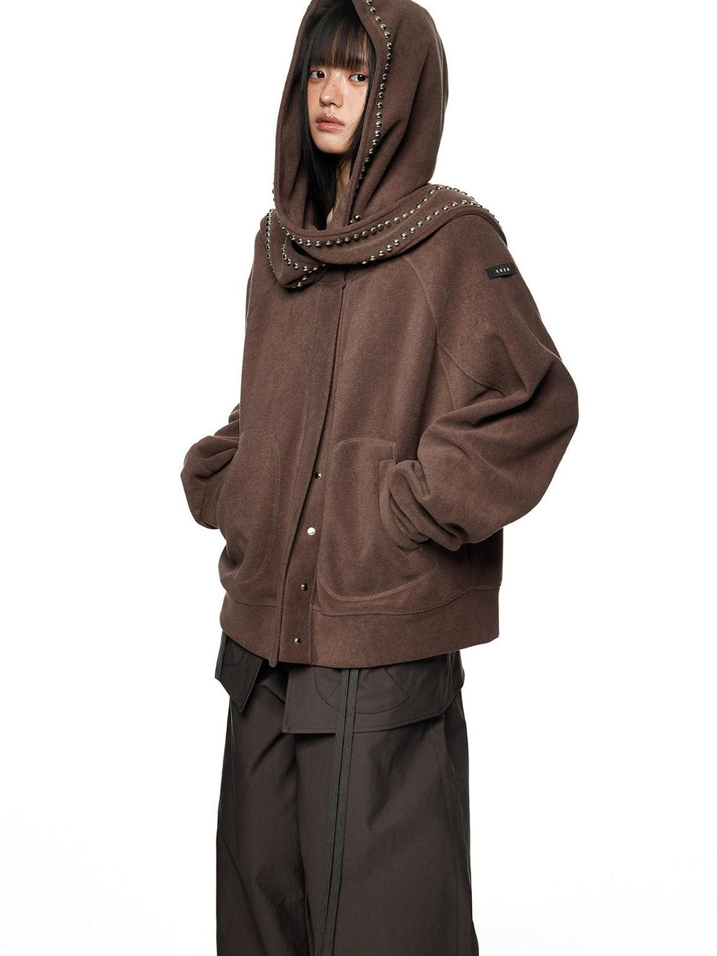 EZEK Rabbit Ear Studded Hooded Women's Cotton Blend Zip-up Hoodies