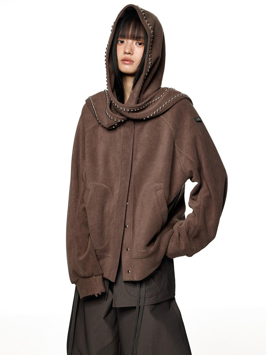 EZEK Rabbit Ear Studded Hooded Women's Cotton Blend Zip-up Hoodies