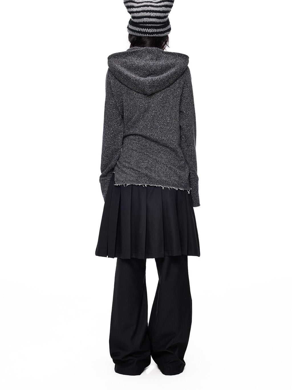 EZEK Raw Edge Asymmetric Hem Draped Neck Button Knit Women's Sweaters