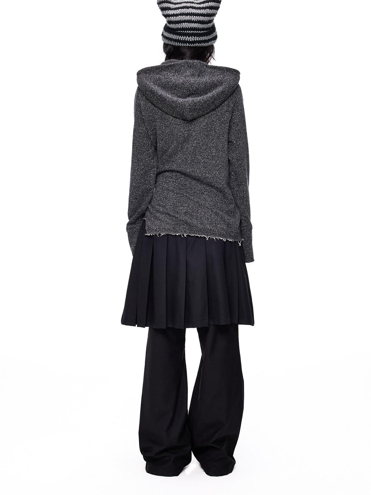 EZEK Raw Edge Asymmetric Hem Draped Neck Button Knit Women's Sweaters
