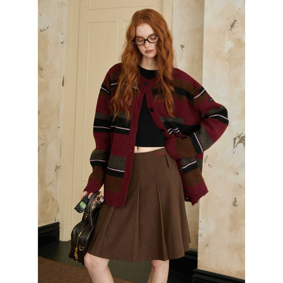 EZEK_Red_Striped_Colorblock_Vintage_Knitted_Buttoned_Women's_Wool_Blend_Cardigans_832874751133_MISSTT