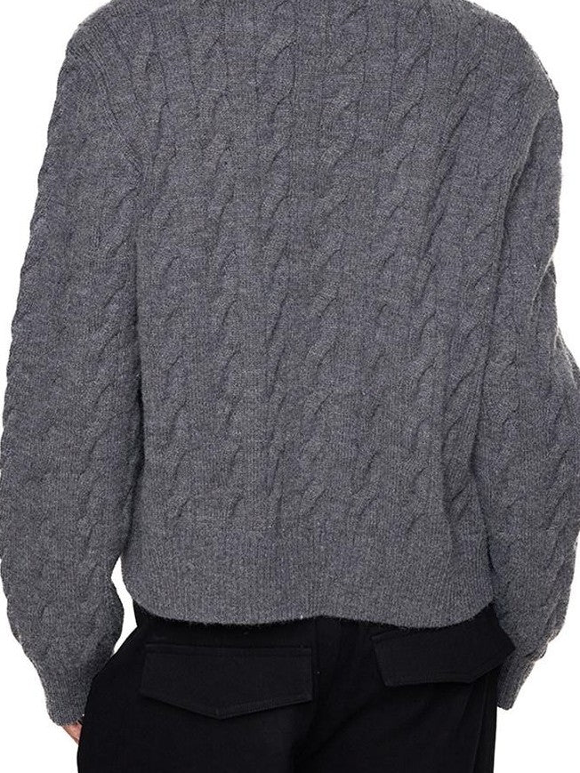 EZEK Relaxed Twisted Cable Knit Round Neck Button Women's Acrylic Blend Cardigans