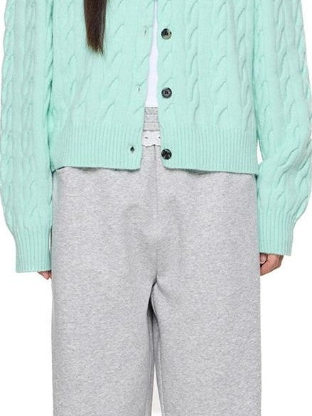 EZEK Relaxed Twisted Cable Knit Round Neck Button Women's Acrylic Blend Cardigans
