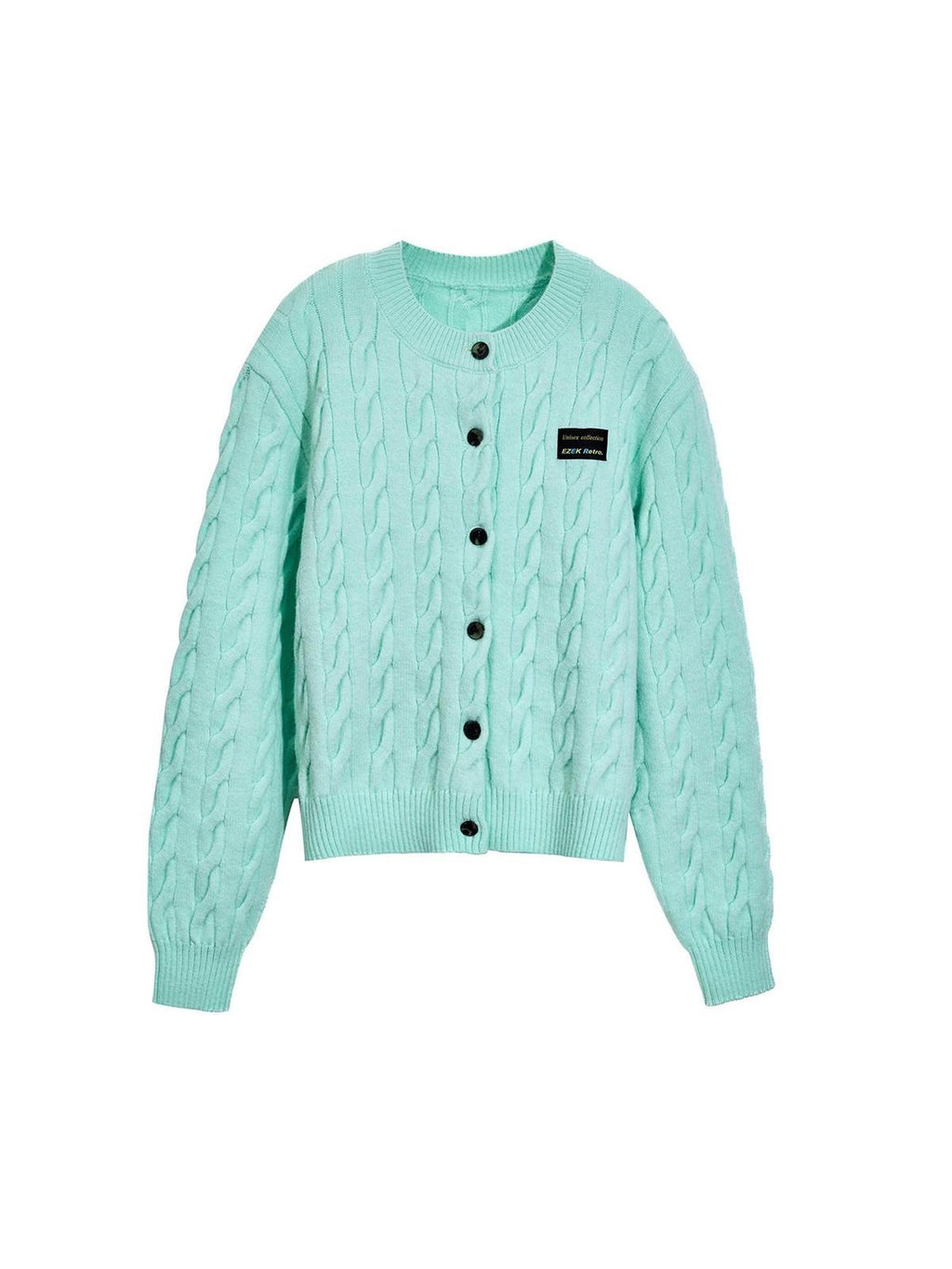 EZEK Relaxed Twisted Cable Knit Round Neck Button Women's Acrylic Blend Cardigans