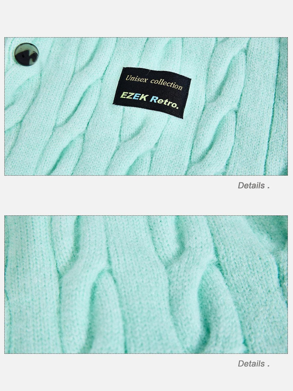 EZEK Relaxed Twisted Cable Knit Round Neck Button Women's Acrylic Blend Cardigans