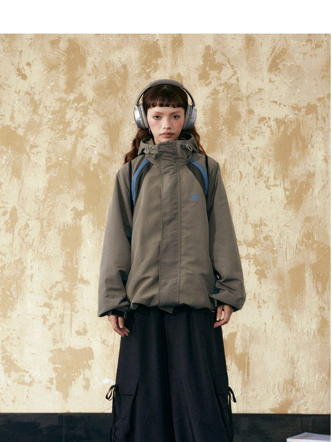 EZEK Retro Colorblock Hooded Zipper Pocket Loose Women's Track Jackets