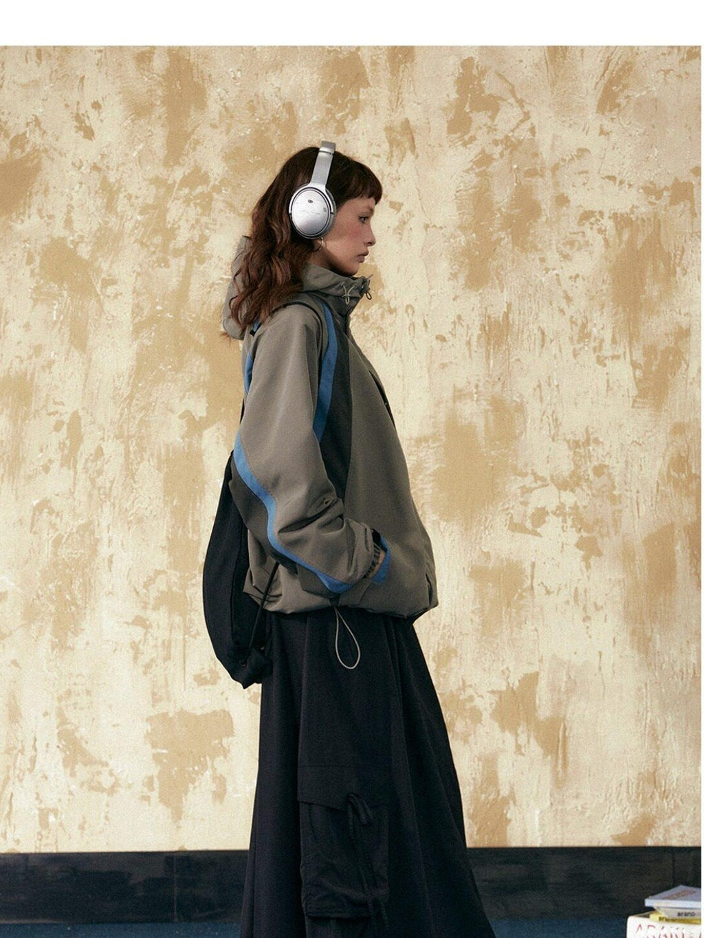 EZEK Retro Colorblock Hooded Zipper Pocket Loose Women's Track Jackets