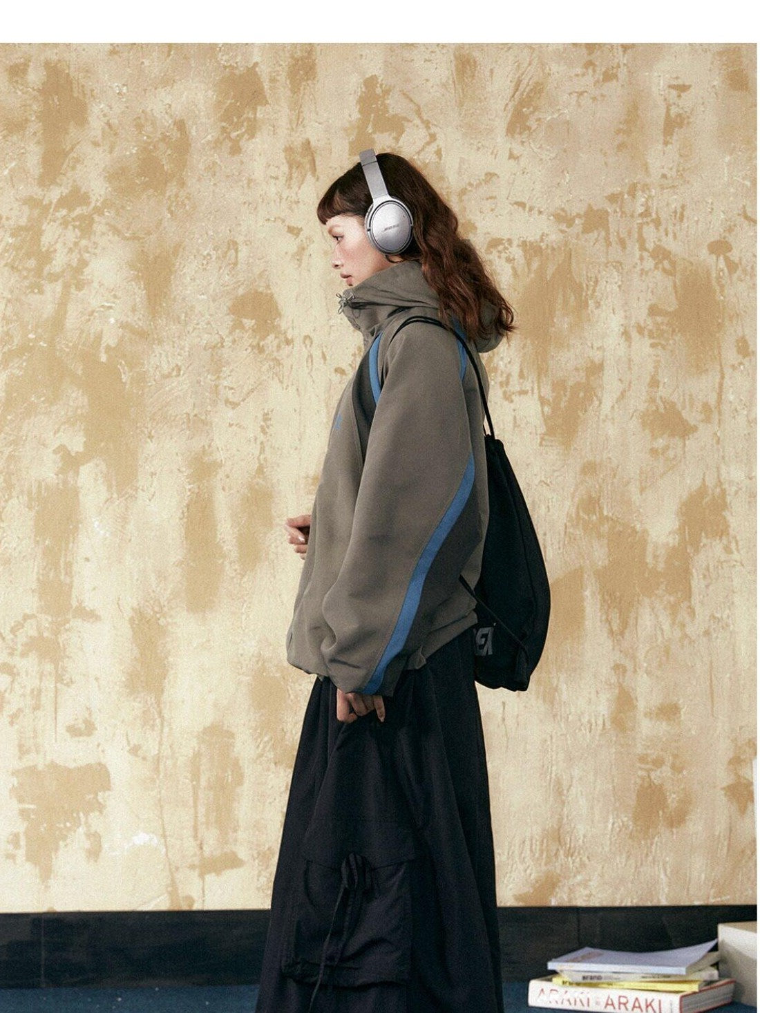 EZEK Retro Colorblock Hooded Zipper Pocket Loose Women's Track Jackets