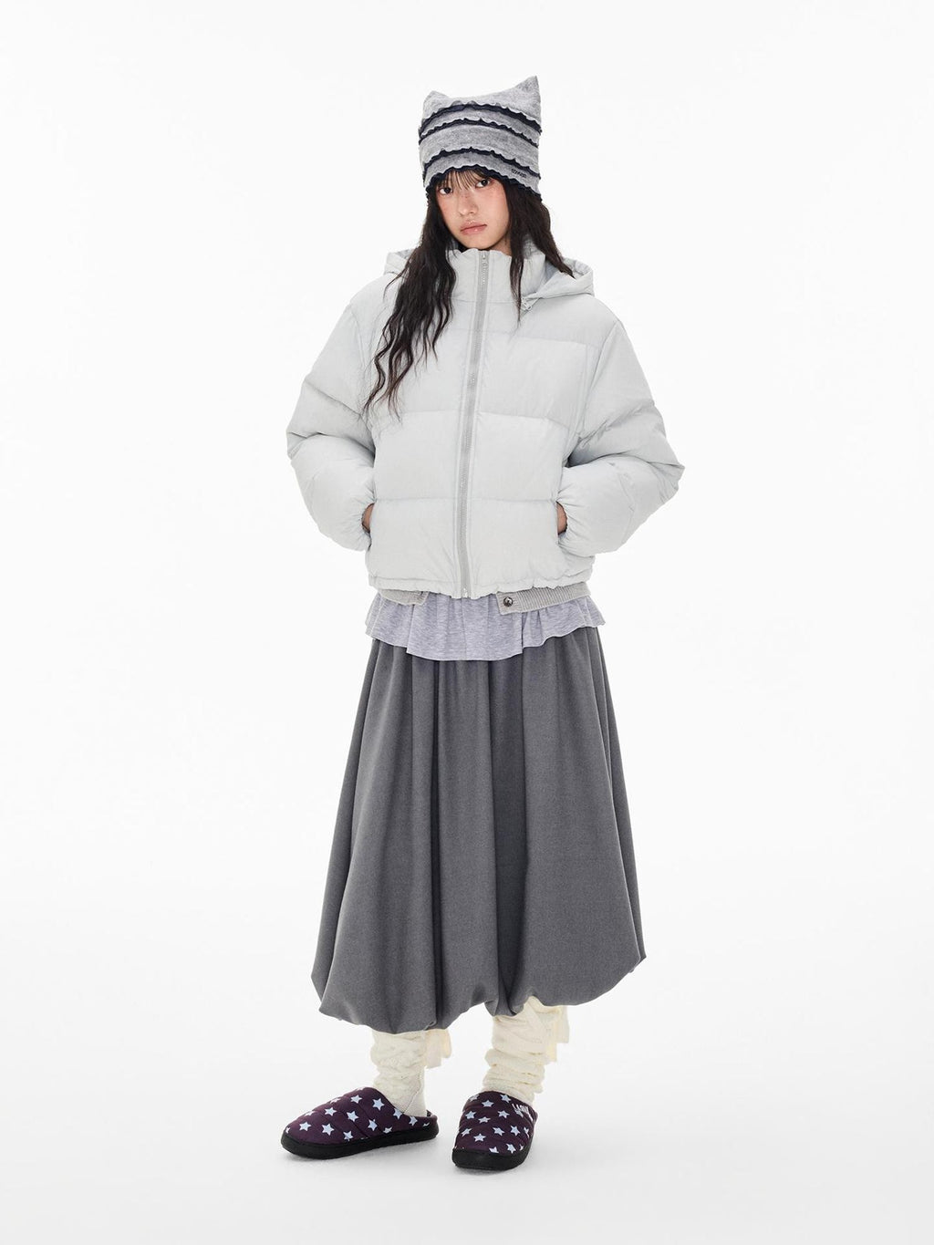 EZEK Retro Detachable Hood Puffer Lightweight 90 White Goose Down Women's Nylon Down Jackets