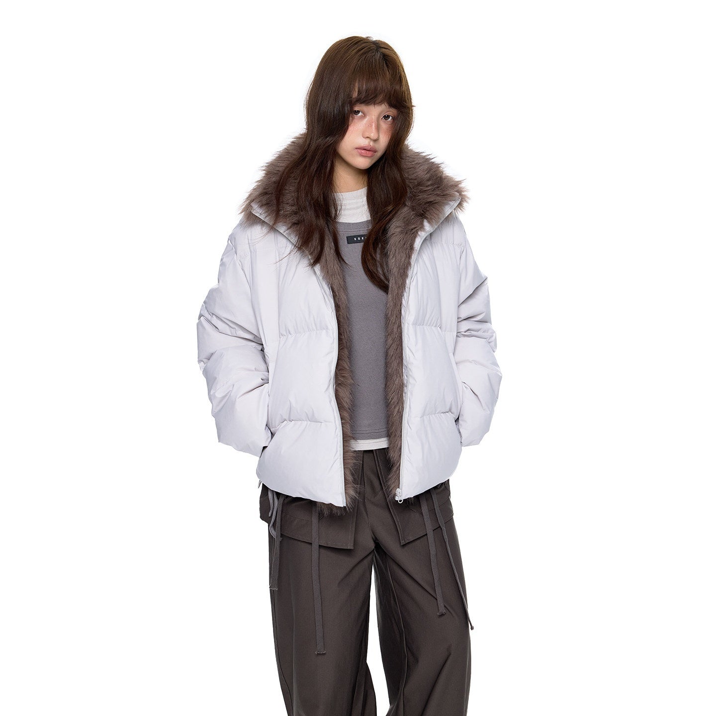 EZEK_Retro_Fur_Collar_Zip_Pocket_Oversized_Women's_White_Duck_Down_Jackets_992295356784_MISSTT