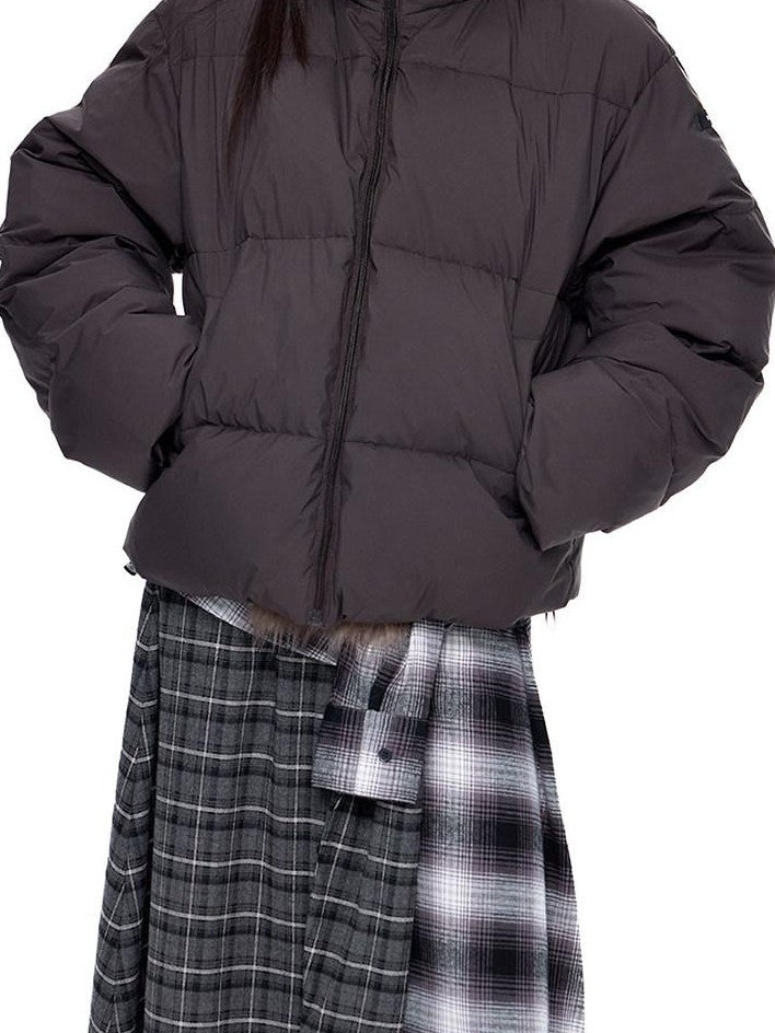 EZEK Retro Fur Collar Zip Pocket Oversized Women's White Duck Down Jackets