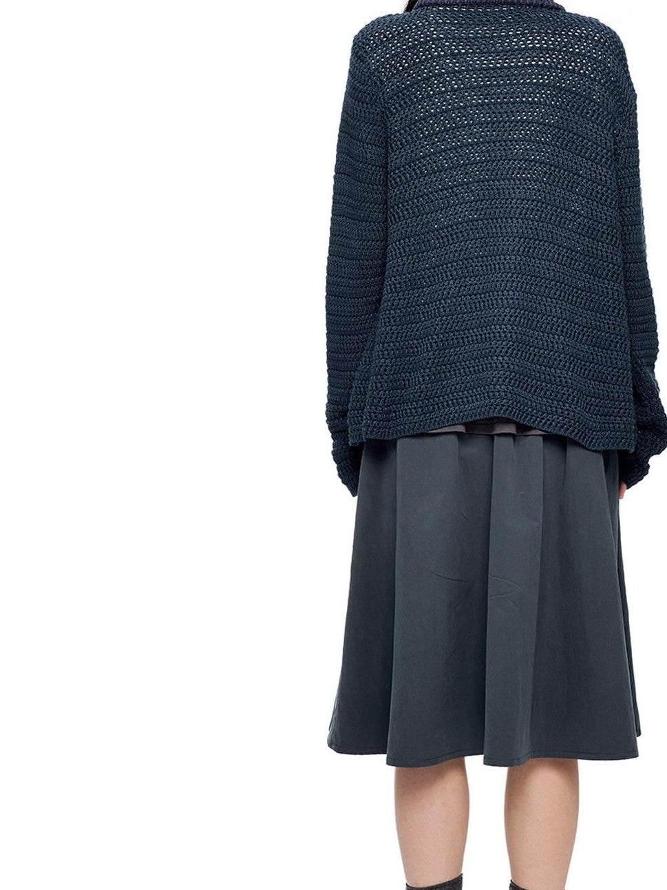 EZEK Retro Polo Collar Openwork Knit Striped Women's Cotton Blend Button-up Cardigans
