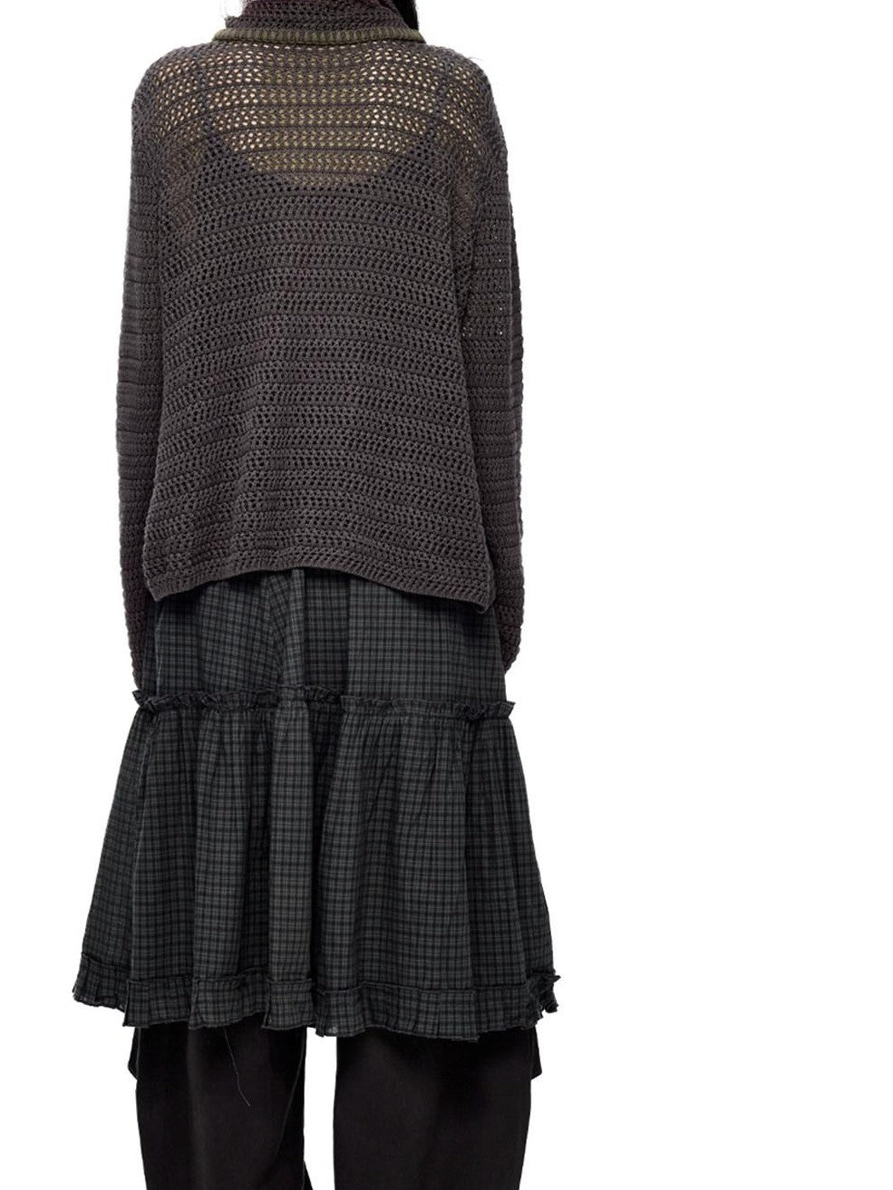 EZEK Retro Polo Collar Openwork Knit Striped Women's Cotton Blend Button-up Cardigans