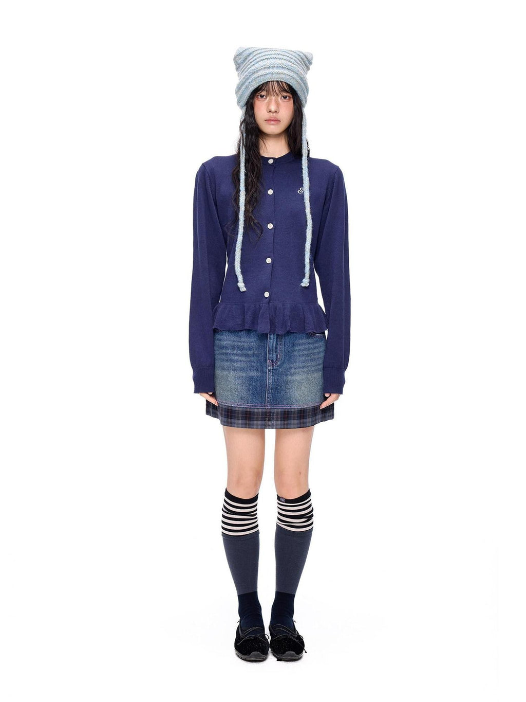 EZEK Retro Splice Pocket A Line Low Rise Women's Cotton Denim Skirts