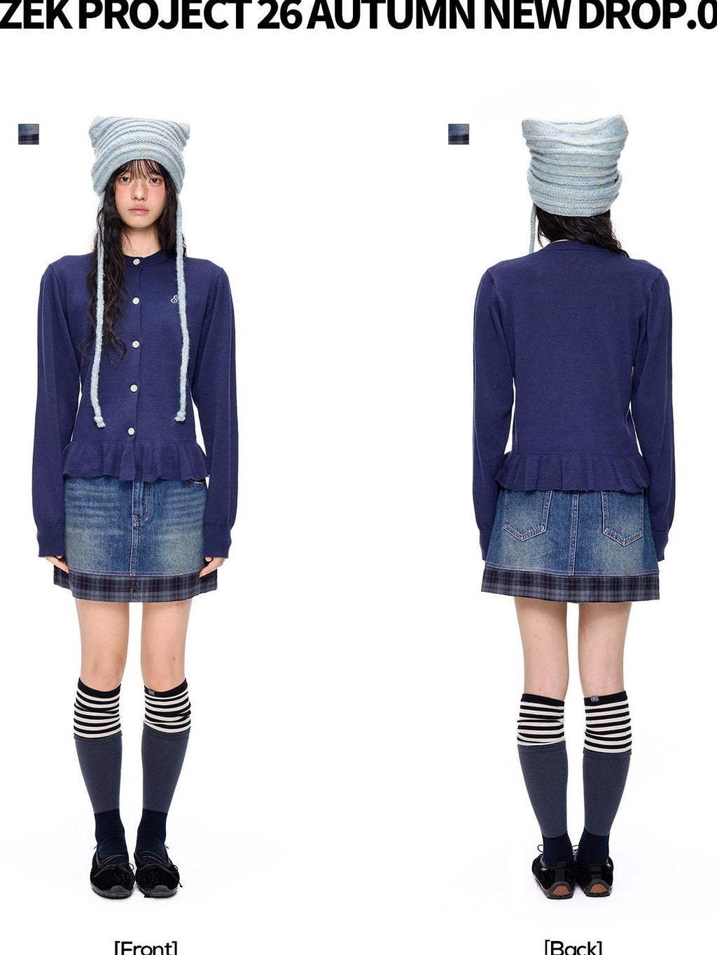 EZEK Retro Splice Pocket A Line Low Rise Women's Cotton Denim Skirts