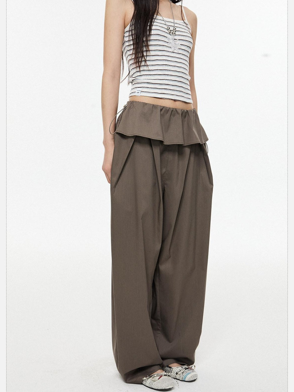 EZEK Retro Street Balloon Pockets Elastic Waist Women's Poly Viscose Wide-leg Pants