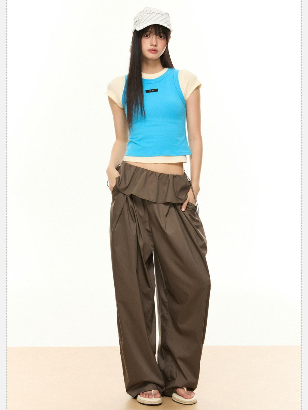 EZEK Retro Street Balloon Pockets Elastic Waist Women's Poly Viscose Wide-leg Pants