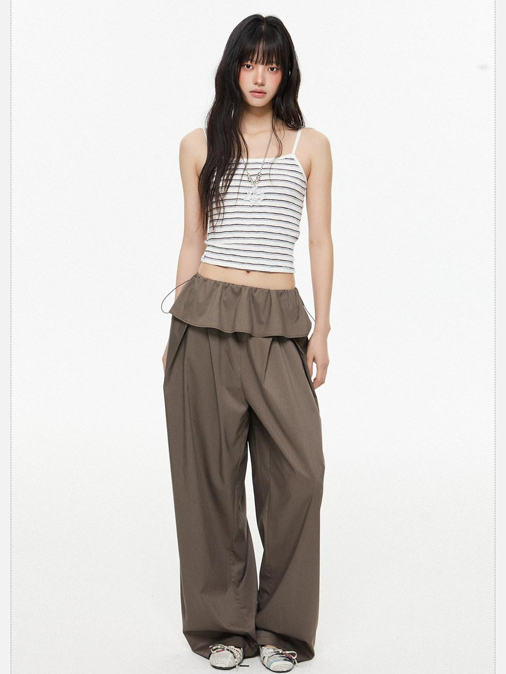 EZEK Retro Street Balloon Pockets Elastic Waist Women's Poly Viscose Wide-leg Pants