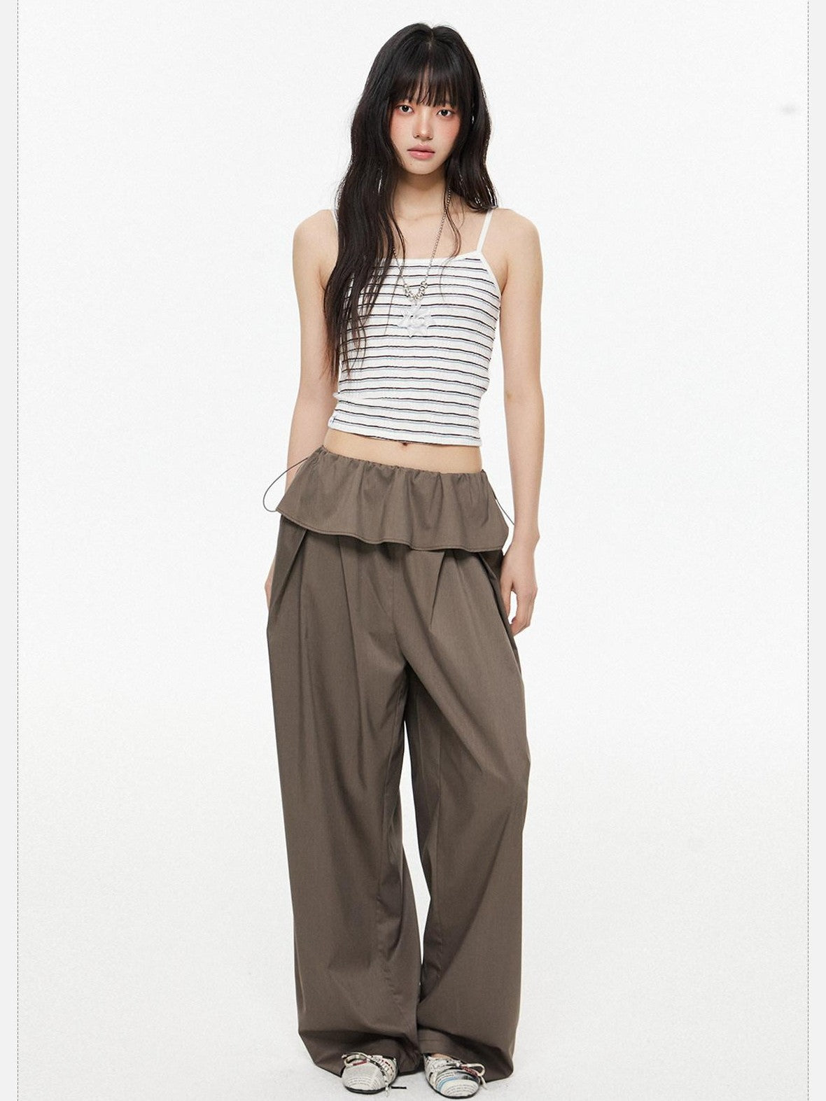 EZEK Retro Street Balloon Pockets Elastic Waist Women's Poly Viscose Wide-leg Pants