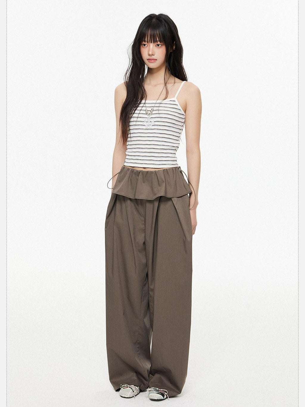 EZEK Retro Street Balloon Pockets Elastic Waist Women's Poly Viscose Wide-leg Pants