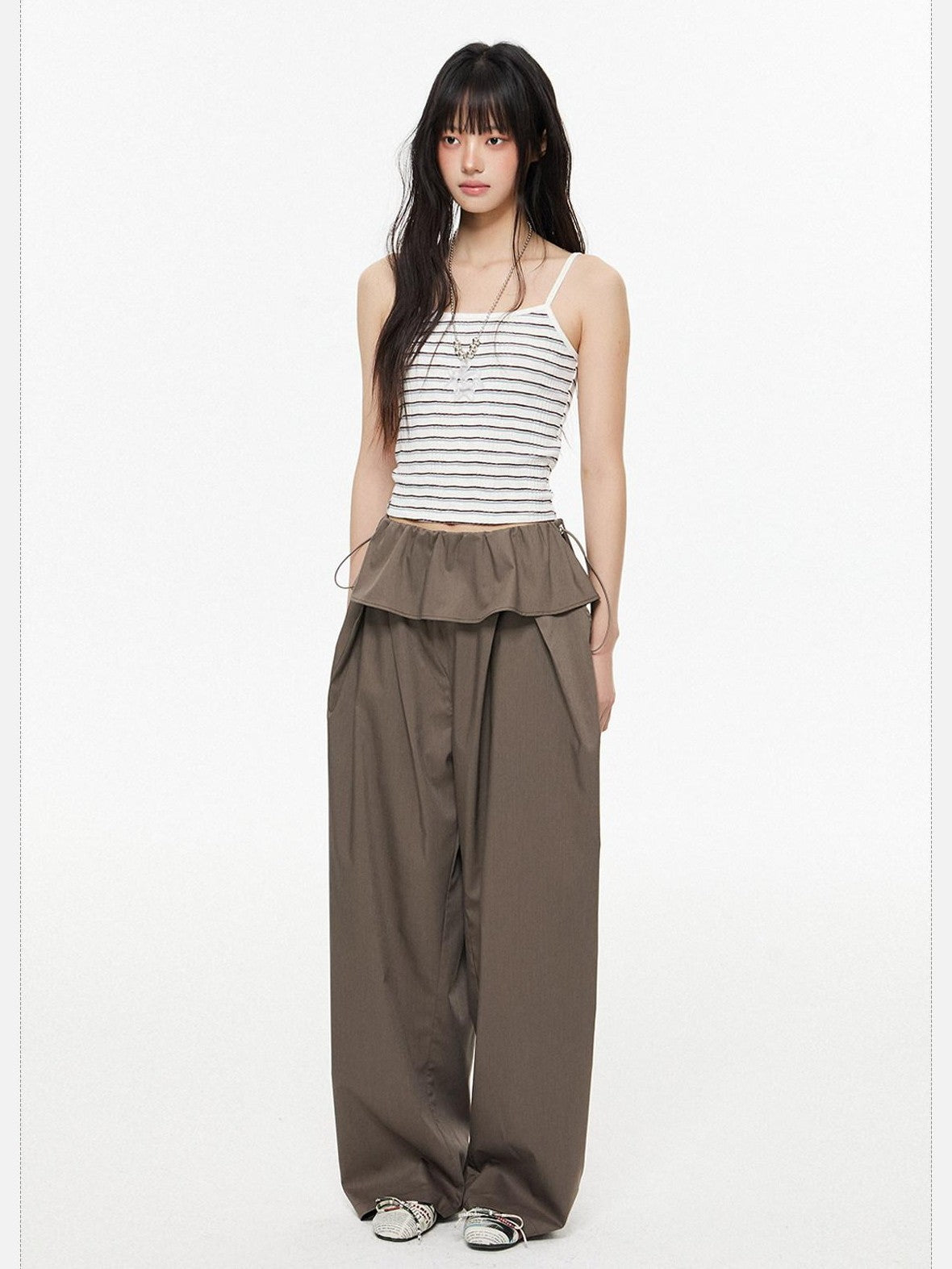 EZEK Retro Street Balloon Pockets Elastic Waist Women's Poly Viscose Wide-leg Pants