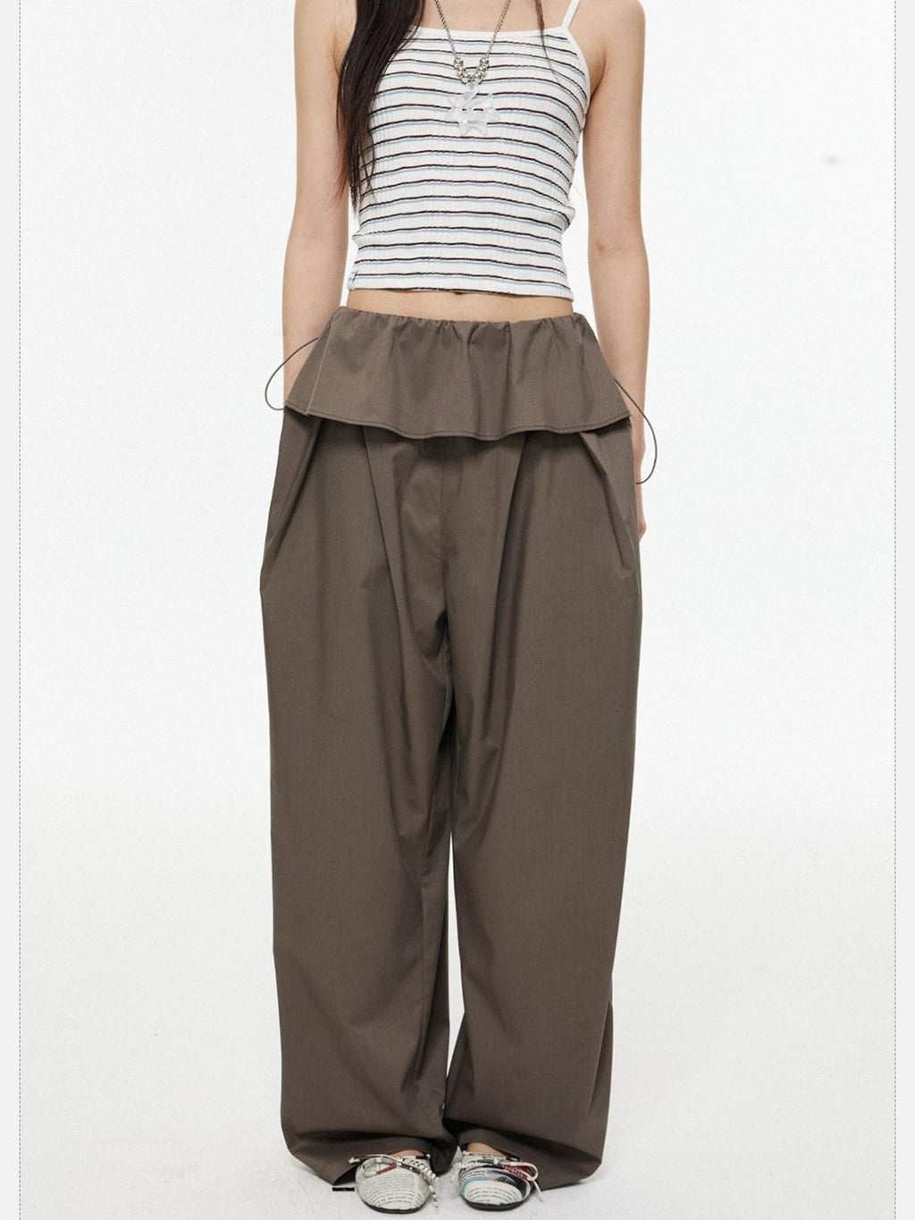 EZEK Retro Street Balloon Pockets Elastic Waist Women's Poly Viscose Wide-leg Pants