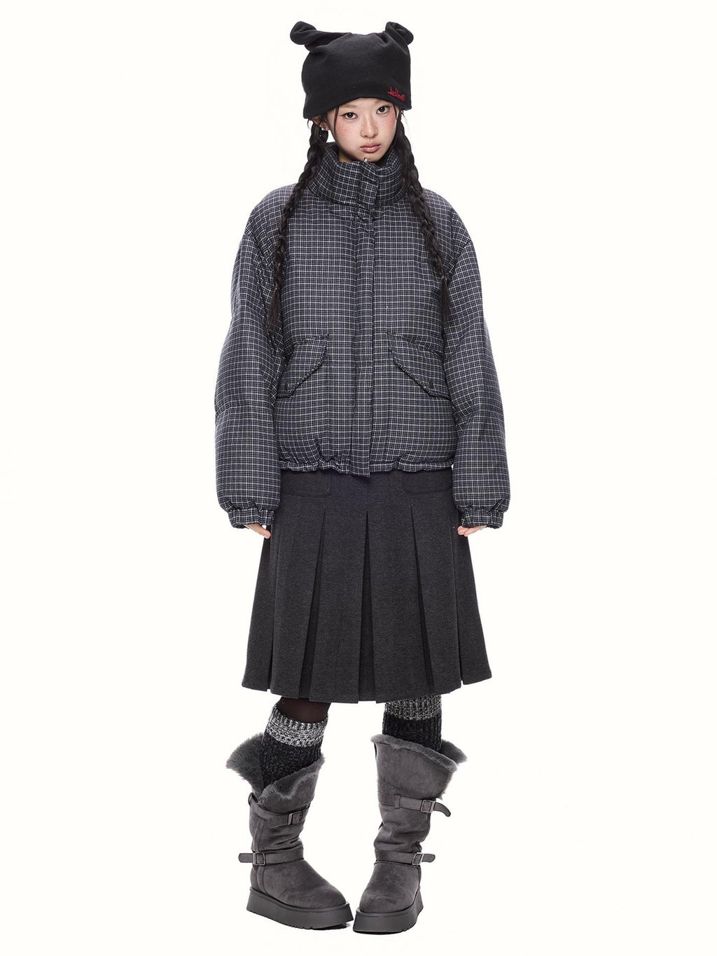 EZEK Reversible Plaid Stand Collar Quilted Women's Vests