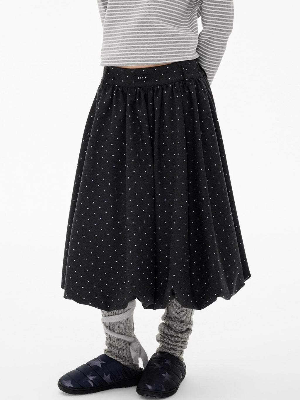 EZEK Ruched Bubble Hem A Line Pocket Women's Polyester Midi Skirts