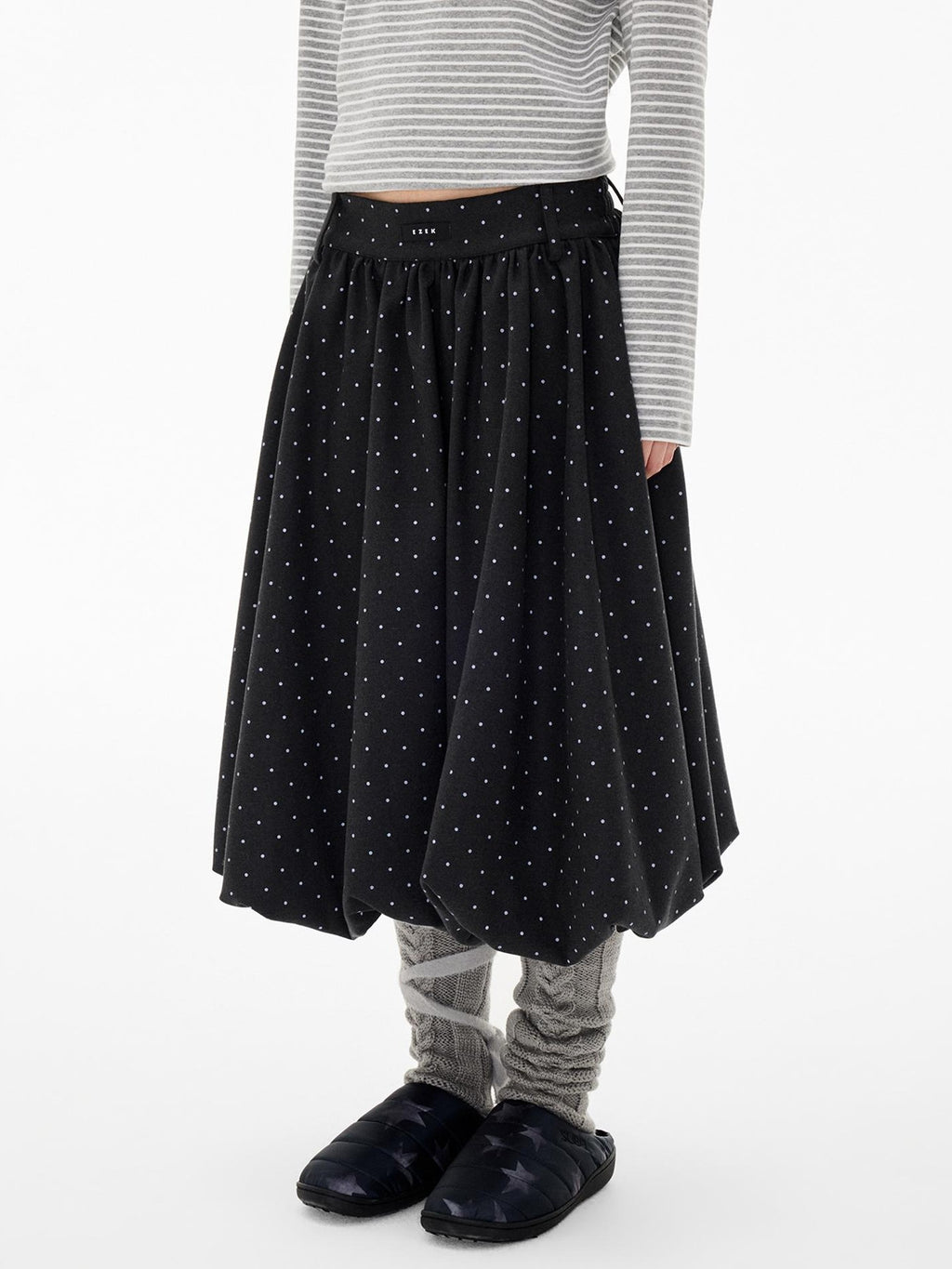 EZEK Ruched Bubble Hem A Line Pocket Women's Polyester Midi Skirts