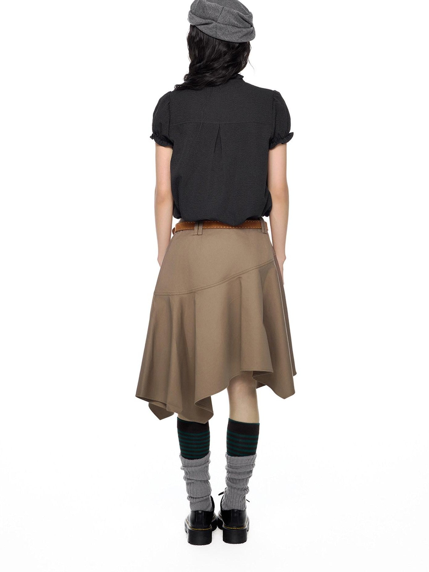 EZEK Ruched Lace Stand Collar Buttons Women's Polyester Cotton Short Sleeve T-shirts