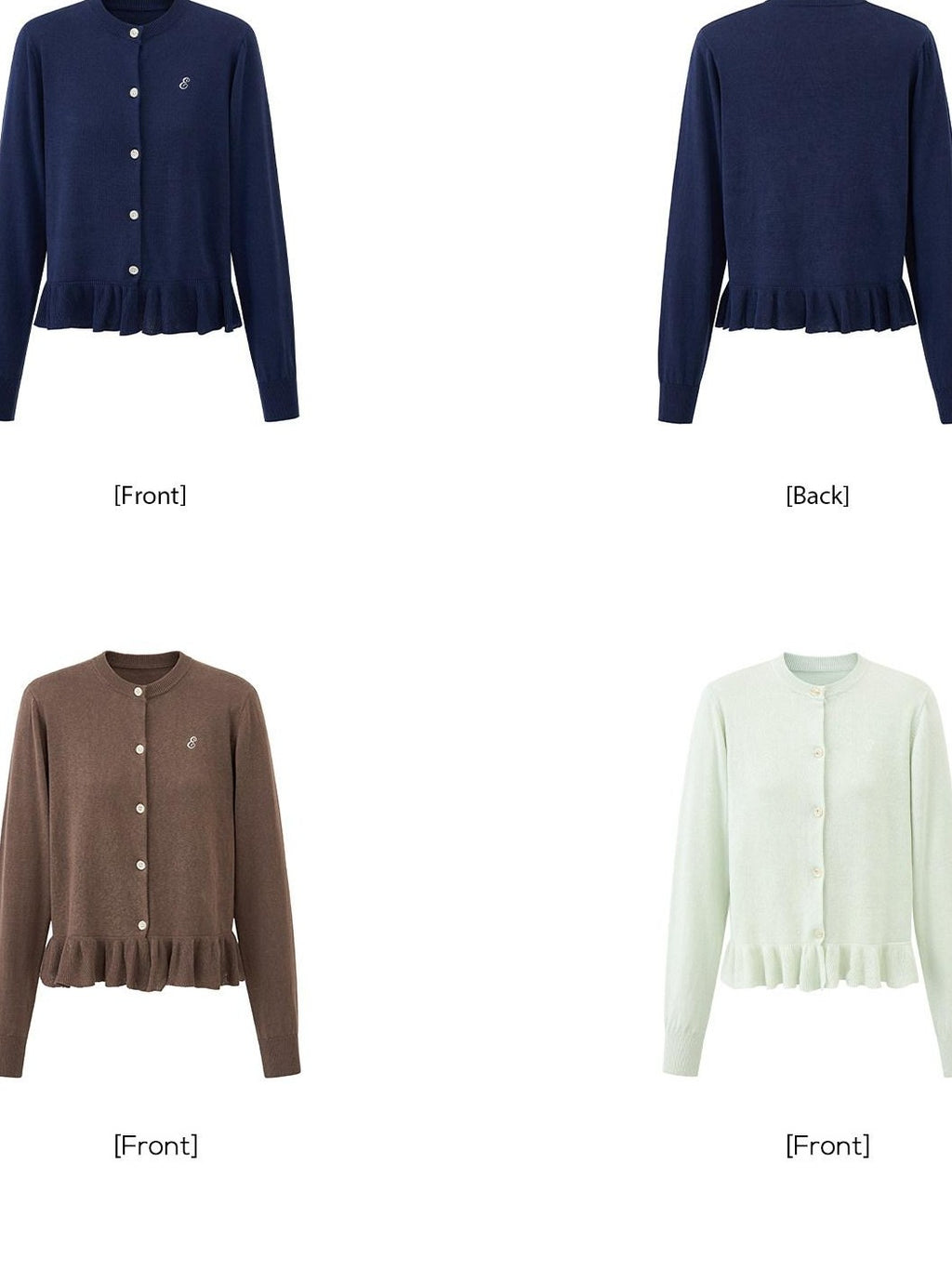 EZEK Ruffled Knitted Cropped Long Sleeve Women's Linen Cotton Blend Cardigans