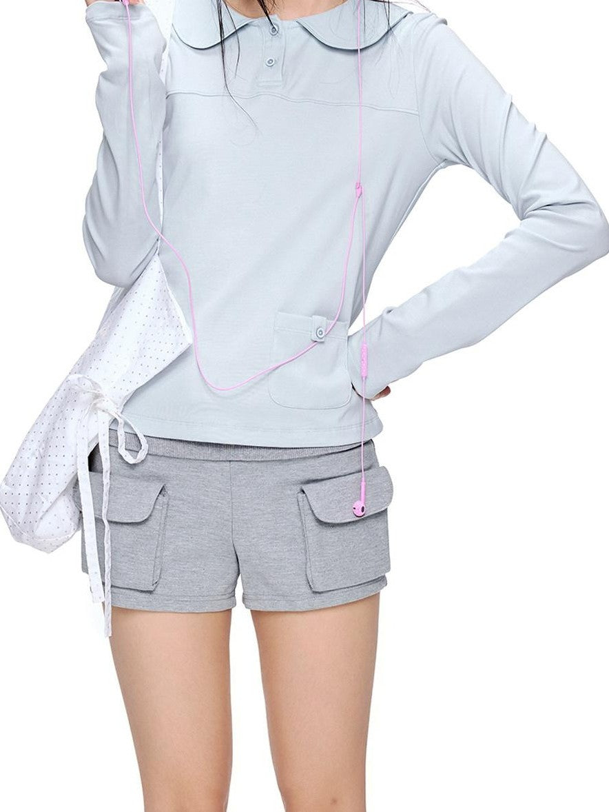 EZEK Sailor Collar Slim Retro Casual Women's Breathable Cotton Long Sleeve T-shirts