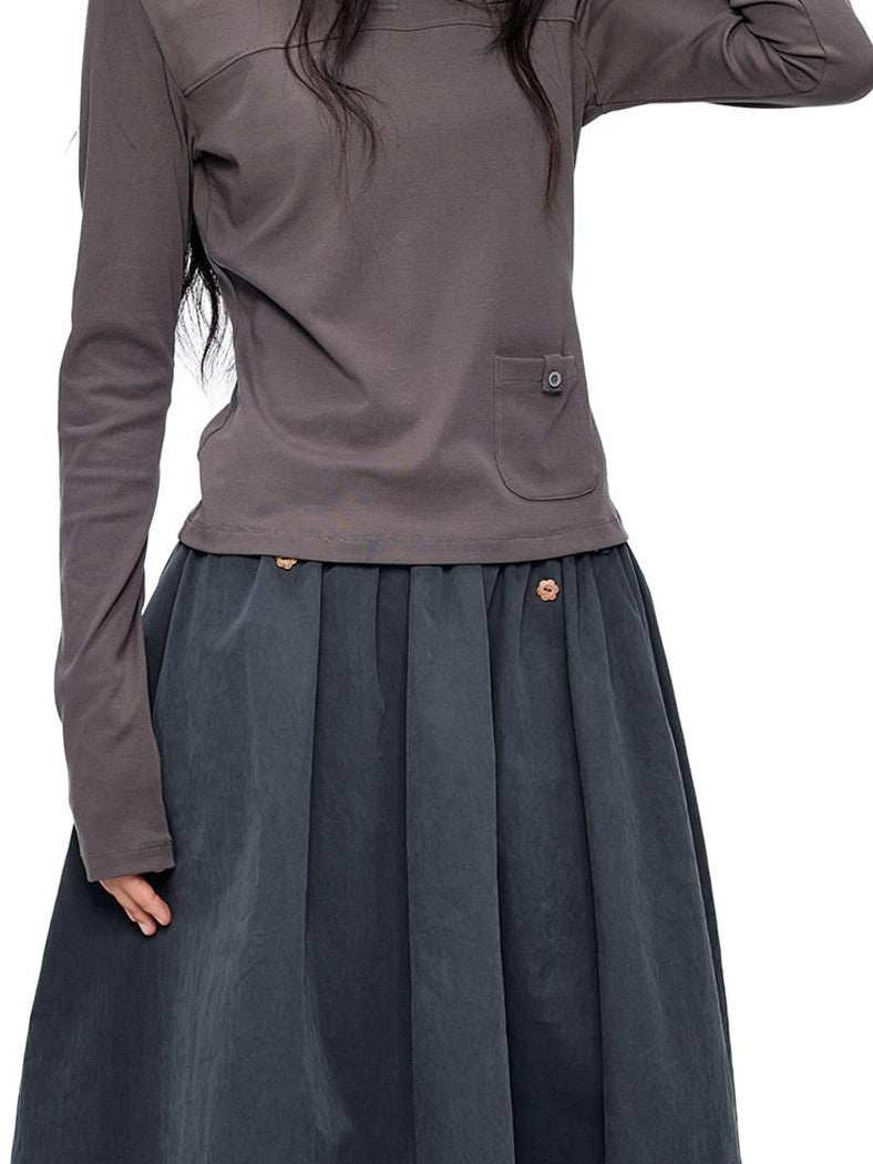 EZEK Sailor Collar Slim Retro Casual Women's Breathable Cotton Long Sleeve T-shirts