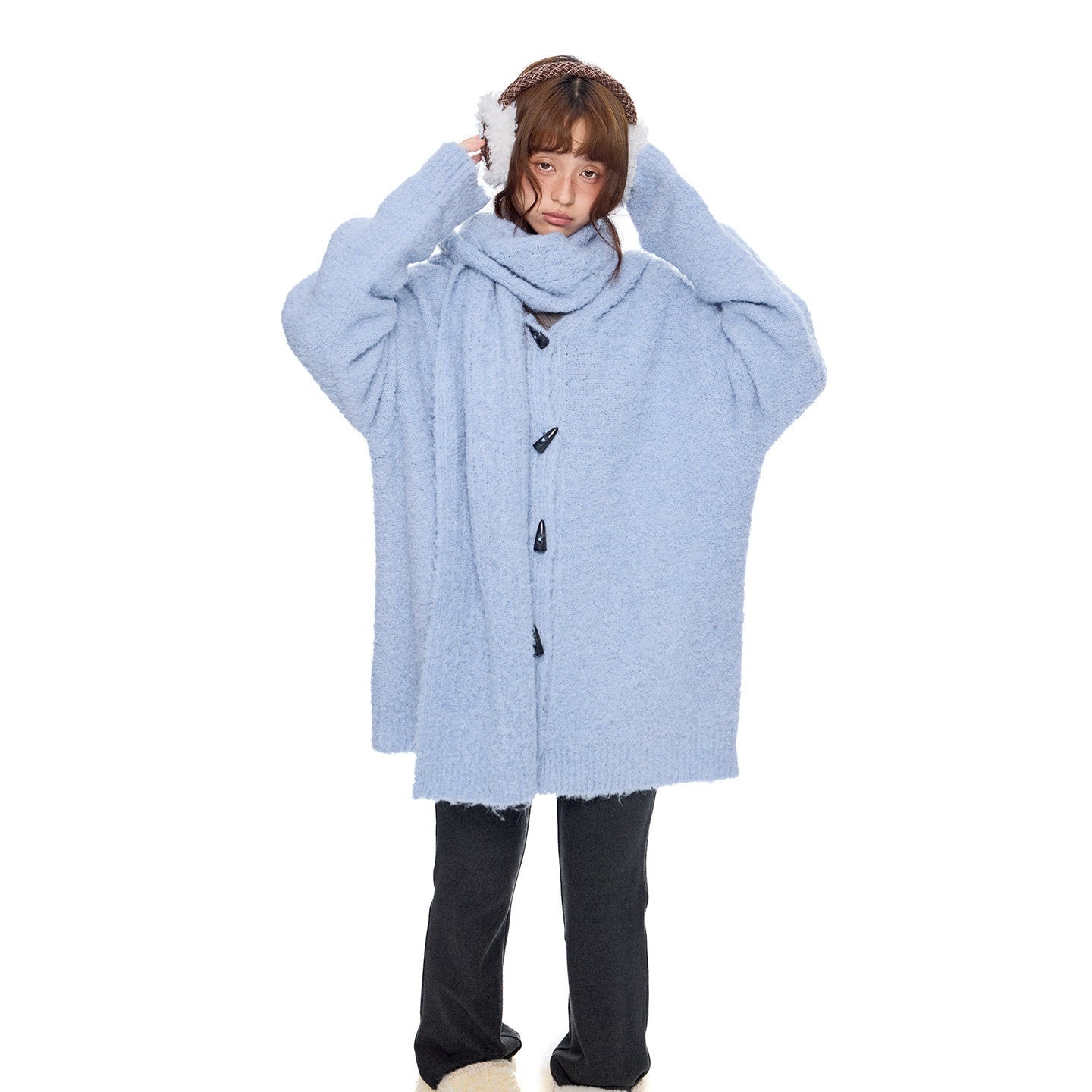 EZEK_Slouchy_Speckled_Textured_Hooded_Toggle_Button_Women's_Knit_Cardigans_990690432721_MISSTT