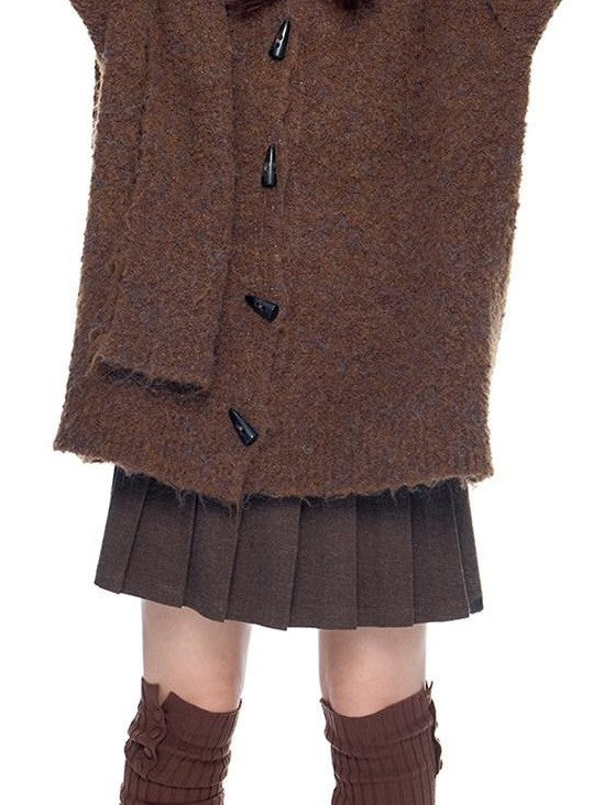EZEK Slouchy Speckled Textured Hooded Toggle Button Women's Knit Cardigans