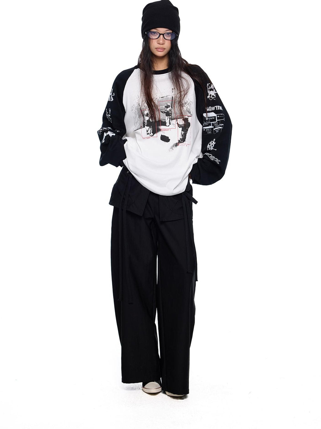 EZEK Spliced Drawstring Pocket Relaxed Fit Women's Polyester Wide-leg Pants